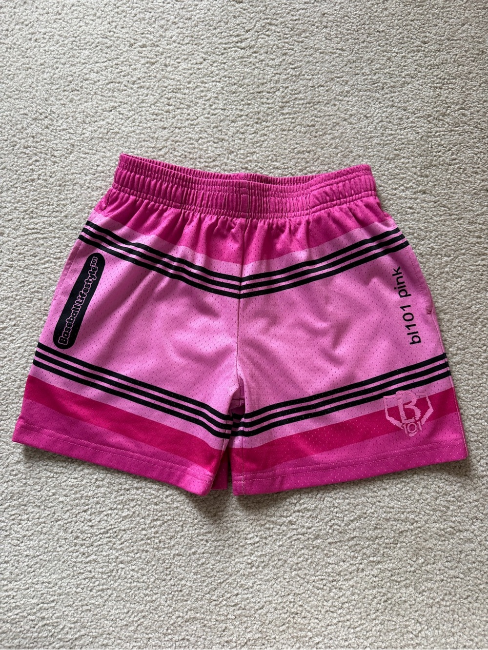 Baseball lifestyle 101 - Boys - (YL) Pink Crayon Athletic Shorts.